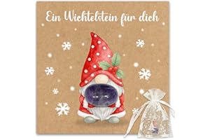 GLUCKGESCHENK Wichtelgeschenk Glückssteine, Nikolaus Geschenke Weihnachtsgeschenke für Kinder, Wichtelstein Wichtel Zubehör, Kleine Geschenke für Adventskalender Kinder, Weihnachtsmitbringsel