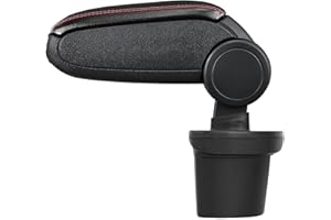 LP Trade Accoudoir Central pour Juke 1 I | Accessoire Console de Rangement et Repose-bras avec Compartiment Organiseur | Pièce Détachée d'Intérieur de Voiture | Simili Cuir Noir - Couture Rouge