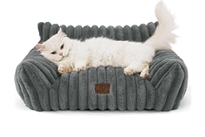 Bedsure Divano letto lavabile per gatti - 61x46x25 cm Letti grandi per gatti da appartamento, divano per cani di piccola taglia Divano per cuccioli con rivestimento sfoderabile, grigio scuro