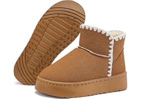 Jifenkla Stivali da Neve Donna,Design in pizzo a onde alla moda,Foderato Caldo Stivaletti invernali,Antiscivolo Impermeabili suola in gomma,Leggerie Comode Pelliccia Breve Scarpe,Outdoor