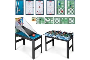 COSTWAY Mesa Multijuegos, Mesa de Juego Combinada con Baloncesto, Billar, Ping Pong, Hockey, Shuffleboard, Bolos para Niños y Adultos para Fiesta, Sala de Juegos, Sala de Estar