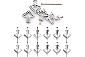 ANBOO Zestaw 50 śrub, kołki rozporowe do pustych przestrzeni i kołków do płyt gipsowo-kartonowych, kołek rozporowy do wnęk, do płyt gipsowo-kartonowych i gipsowych (50 kołków, 50 śrub)