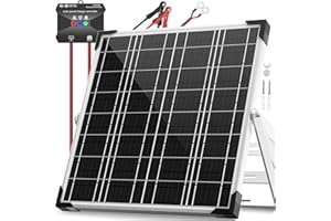 Voltset 20W 12V Solar Panel Kit, Monocrystalline Solar Battery Trickle Charger Maintainer + Upgrade 10A MPPT Charge Controller + Adjustable Mount Bracket for Car, RV, Boat, Motorcycle, Gate Opener
