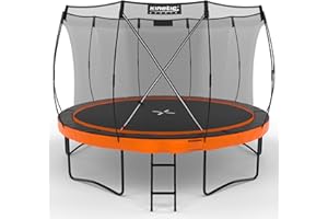 ‎KINETIC SPORTS KINETIC SPORTS Trampolin Outdoor 'Ultimate Pro' Ø 244/305/366/427 cm – TÜV Rheinland, Kindertrampolin mit Leiter, Fieberglas-Netz, Gartentrampolin im Kürbis-Design, bis zu 160 kg