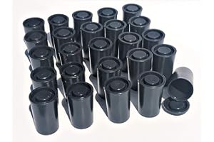 FLOCORO 100 Schwarze Filmdosen mit Deckel Wasserdicht für Geocaching Samenaufbewahrung Basteln