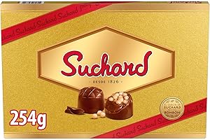 Bombones Suchard, Delicisoso Chocolate con Leche y Arroz Inflado, Caja de 28 unidades - 254 g