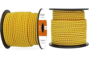 Abma Cord Corda Elastica 4mm 20M Corda di Gomma Cavo Elastico Marino per Teloni, Tende e Bagagli - Giallo Rosso