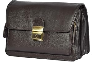 House of Luggage Mens Wrist Leather Bag Clutch Grab Mobile Travel Lockable Leather Pouch HLG845 Brown