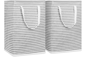 OSTWOLKE 2 stück 72L Groß Wäschekörbe, faltbarer Wäschetaschen, Wäschesammler, Wäschekorb Faltbar mit erweitertem Henkel Tragbar Wäschesammler Wäschebox Aufbewahrungskorb (je 40 x 30 x 60 cm)