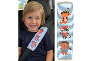 HECKBO 1x protection pour ceinture de sécurité avec animaux pirates - ceintures de sécurité épaulière protection ceinture sièges auto coussin de ceinture pour enfants garçons filles