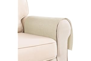 Hokibero Champagne Armchair Cover for Arms Sofa Arm Protector Covers Armrest Slipcover for Recliner Chair Linen Armrest Cover for Living Room Couch Sofa Arm Covers, Set of 2, Scalloped Edge