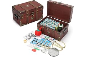 Joyeee Caja de Costura de Madera - Cesta de Costura Vintage con Accesorios de Costura Completo para Inicio Viaje Uso de Emergencia, Kit de Costurero Premium para Mamá Grandma Girl hogar Regalo#5
