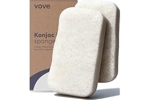 Vove Organic Konjac Body Sponges 2 Pack – Gentle Plant-Based Exfoliating Shower Sponges for All Skin Types, Microplastic-Free & Biodegradable, Certified Organic