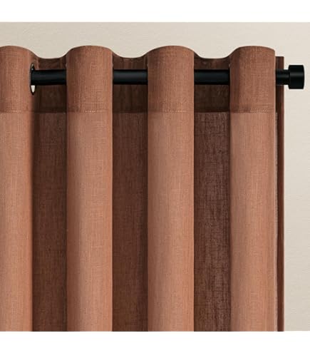 MIULEE Linnen gordijnen voor ramen met oogjes, doorschijnend paneelgordijn, moderne zeilgordijnen, transparant, geschikt voor balkondeuren, woonkamer, slaapkamer, 2-delige set, steenrood, 140 x 280 cm