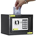 VITION Safe Box Small, Cash Deposit Drop Slot Security Locker with Keys and Digital Keypad LED Indicator for Passports Cash Money Jewelry Watches Suitable for Home & Office (Black)