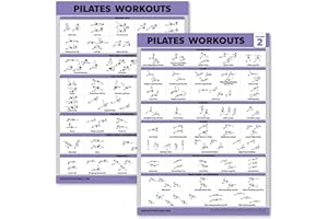 PALACE LEARNING 2 Pack - Pilates Workout Posters Volume 1 & 2 - Pilates Mat Work Exercises - Fitness Chart Set (18 x 24, LAMINATED)