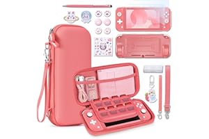 innoAura Étui Support Accessoires pour NS Switch Lite 17 en 1 avec Etui de Transport, Etui de Jeu, Protection d'Ecran Switch Lite (Corail)