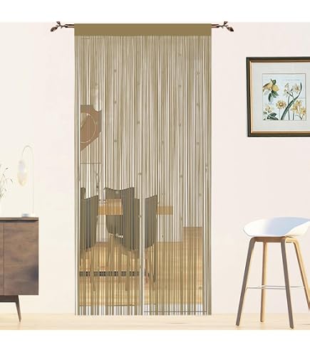 EXIN DEHCEN 2 Pièces Rideau Fil Blanc 100x200cm - Rideau à Franges Anti-Mouches Pour Porte Et Fenêtre