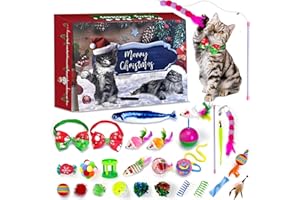 OZMI Cat Advent Calendar 2025, 24pcs Christmas Interactive Cats Toys Cats Calendars with Fish Bell Balls Collars Bow Tie Feather, Kitten Advent Stockings for Christmas 2025 Advent Calendar for Cats