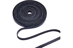 GORGECRAFT 10mm Cordon en Cuir Plat Noir Cordon en Cuir Pleine Fleur Dentelle Bandes de de Vachette pour la Fabrication Bijoux Projets D'Artisanat DIY Ceintures Porte-Clés 5.5 Yards