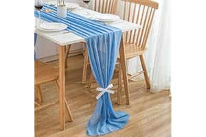 CHUQING Runner Azzurro,Chiffon,Runner tavola,Runner da Tavolo,Table Runner Lavabile Decorazione per Fiori, Matrimoni e Comunioni,Compleanno,Feste,300 cm x 70 cm