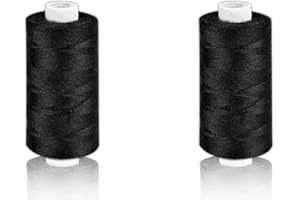 Helmecke & Hoffmann * 2 x Schwarze Nähgarn-Spulen 500 m Faden | Polyester-Nähmaschinengarn auf umweltfreundlicher Papp-Rolle
