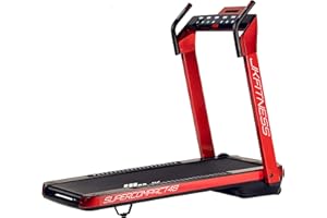 JK FITNESS Tapis Roulant Elettrico Pieghevole SUPERCOMPACT48 | Motore 2.0 hp DC | Velocità 1-16 km/h | Inclinazione 12 Livelli | Touchpad Alta Definizione | Salvaspazio e Preassemblato (ROSSO)