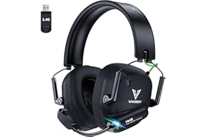 Vakedy Headset Wireless für PC, PS4, PS5, Mac, Switch, 2,4GHz USB Headset mit Mikrofon, Bluetooth Headset, 50mm Treiber, 50 Stunden Akkulaufzeit, Niedrige Latenz, Leicht (Schwarz/Grün)