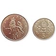 GB Queen Elizabeth II rare 1968 large Uncirculated Ten and Five Pence British coin set / 10p and 5p coins