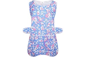 INDX-Clothing Ladies Floral Home Work Tabard Apron with Single Large Front Pocket