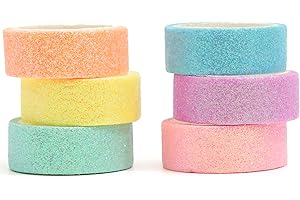 YUBX 6 rouleaux Briller Washi Tape Set Ruban Adhésif Papier Motifs Feuille scintillante Décoratif Saupoudrer Coloré Masking Tape pour Scrapbooking Artisanat de Bricolage (6 couleurs)