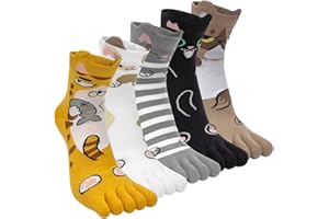 Kevaler Donna Calzini con Dita Separate Divertenti Sportive Calzini Medi Cotone Tabi Socks Fantasia Motivo Colorati Carino Animali Frutta Taglia : 35-40/5 Paia