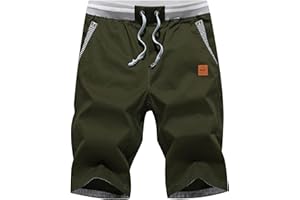 Tansozer Short Homme en Coton Casual Pantalon Slim Fit Taille éLastiquéE Short