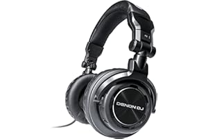 Denon DJ HP1100 Over-Ear DJ-Kopfhörer mit 53mm Treibern für professionelles Studio-Recording, Monitoring und Mixing, inkl. 6,3mm Adapter und Tasche