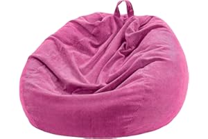 Nobildonna Funda para puf (sin relleno), 300 L, grande, para almacenamiento de animales de peluche, lavable, gruesa, suave, de pana, rellenable, color rojo rosa, para adultos, adolescentes y niños