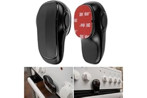 YOUR DAY MATE Cerradura de la puerta del horno, 2 pzs, en Negro, adhesivo especial, resistentes al calor, Diseño de doble botón, Bloqueo de Seguridad Horno, Estufa, Cajón, Puerta, Cerradura de Seguridad para Niños
