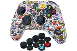 YoRHa Custodia in Silicone Stampa Addensare Cover Skin per Xbox Series X/S Controller (Lovely Graffiti) x 1 con Copri levette Analogiche x 10