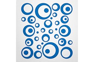 ‎WANDFEE WANDfee Wandtattoo Kreise Punkte 50 FARBWUNSCH I blau I Wandaufkleber Aufkleber Kinderzimmer Fliesenaufkleber Badezimmer Küche