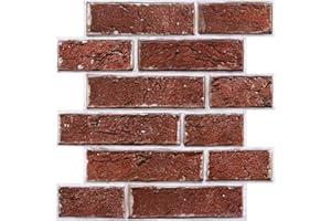 Commomy 10 Piezas Paneles de pared 3D Decorativos Para Pared de Ladrillo, 30 x 30 cm, Autoadhesivo PVC Panel Decorativo Pared de Ladrillo Falso para Cocina, Dormitorio, Salón