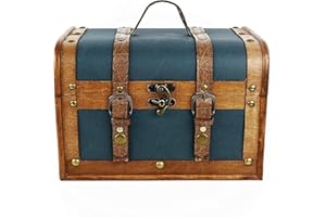 Brynnberg Skrzynia na skarby 12 x 10 x 3 cm drewniana skrzynia skarbów niebieska, niebieska