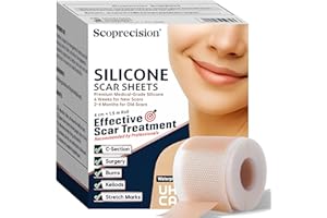 Scoprecision Silicone Scar Tape 4cm x 1.5m | Medical Grade Silicone Sheets for Scar Care | Suitable for Surgery, C Section, Burns, Acne Marks and Stretch Marks | Soft, Reusable, Waterproof