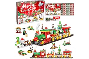 KAEMPE Calendrier de l'avent 2025 Enfant Train de Noël Blocs, 24 Jours à Rebours Calendriers de l'avent Avec Arbre Adulte & Enfants, Jouet Cadeau de Noel pour Kinder Garcon Fille Cadeaux Fêtes Décoration
