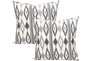 TRESMESTRES Fundas de Cojines para Sofá de Jardín, Salón y Terraza - Ikat Mediterráneo - Cubiertas de Cojines para Sofá Grandes y Pequeñas - Funda de Cojín 40x40 cm - Set de 2, Gris
