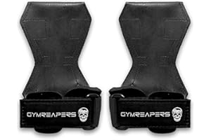 GYMREAPERS Weight Lifting Grips (Pair) for Heavy Powerlifting, Deadlifts, Rows, Pull Ups, with Neoprene Padded Wrist Wraps Support and Strong Rubber Gloves or Straps for Bodybuilding