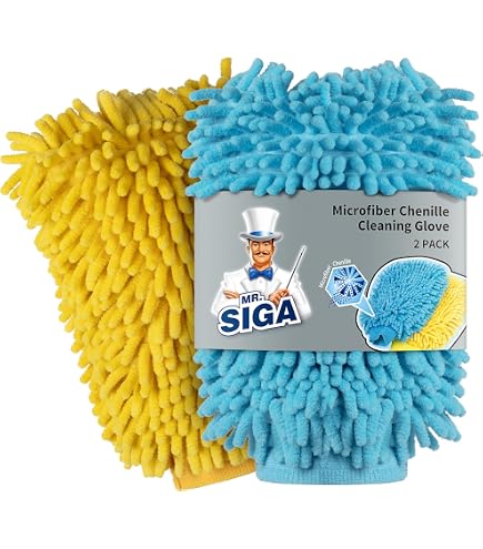 VBGURR 2 guanti per lavaggio auto, guanti per la pulizia dell'auto con 2 panni per lucidatura auto, guanti morbidi per lavaggio auto, prodotti per la pulizia dell'auto