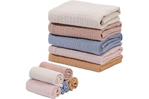 Meng Jiaran 5 Pack Baby Muslin Squares Baby Muslin Cloths Washcloths Natural Cotton Baby Wipes Baby Essentials for Newborn Baby Wiping Bathing Feeding