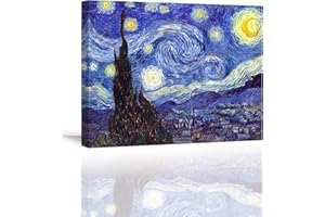 PIY PAINTING Quadri su Tela Starry Night by Van Gogh Riproduzione di Famosi Stampe su tela Dipinti ad Olio Paesaggio Pittura Tela Wall Art per Home Room Decor Regalo per la festa della mamma 30x40cm
