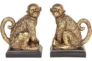 MAISONICA Pair of Gold Monkey Bookends Book Holders 19 cm