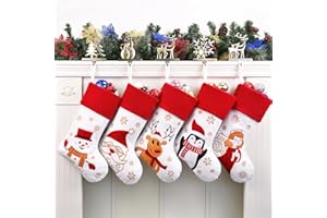 Duosheng & Elegant Weihnachtsstrumpf Weihnachts Gesenke Nikolausstrumpf Christmas Stockings Weihnachten Deko Weihnachtskamin Hängende Nikolausstrumpf Rot Weiß 5 Stück