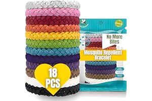 H HYDRO SIP Mosquito Repellent Bracelet 18 Pack, Adjustable Leather Band, Deet Free, Travel Essentials, Insect Repellent Bracelet, 550 Hours Mosquito Repellent Protection Suitable for All Ages.